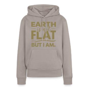 Satire Terre plate Blagues ironiques - Sweat à capuche Premium bio Femme - taupe - Devant - Julia (174cm)