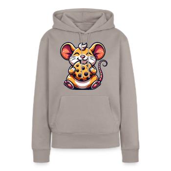 Süße Maus Keks Nachtisch Cartoon - Frauen Premium Bio Hoodie - Taupe - Vorne - Julia (174cm)