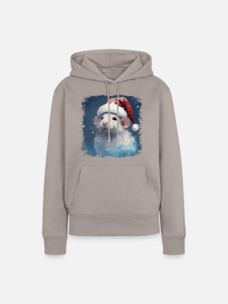 Coole Weihnachtsratte - Frauen Premium Bio Hoodie - Taupe
