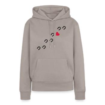 Symbole - Hufe Herz - Frauen Premium Bio Hoodie - Taupe - Vorne - Julia (174cm)