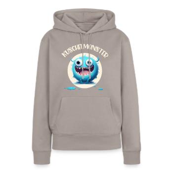 CUDDLY MONSTER - Women’s Premium Organic Hoodie - taupe - Front - Julia (174cm)
