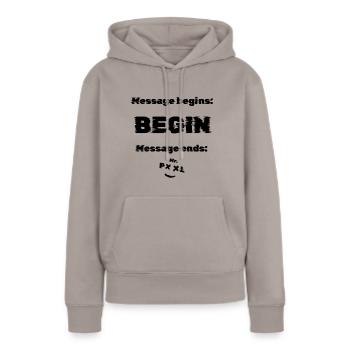 Mr Pool BEGIN - Sweat à capuche Premium bio Femme - taupe - Devant - Julia (174cm)