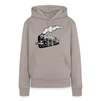 dampflok chemin de fer locomotive offre la romance - Sweat à capuche Premium bio Femme - taupe - Devant - Julia (174cm)
