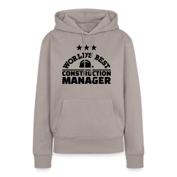 Construction manager - Sweat à capuche Premium bio Femme - taupe - Devant - Julia (174cm)