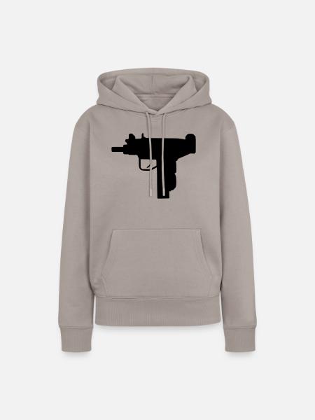 Waffe - Uzi - Frauen Premium Bio Hoodie - Taupe
