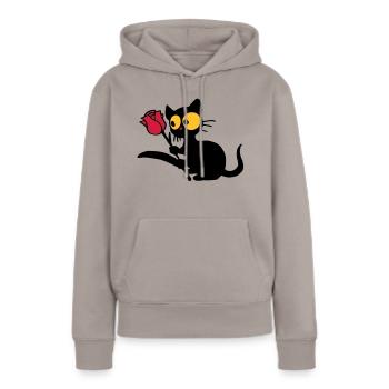 Georgie avec la tulipe - Sweat à capuche Premium bio Femme - taupe - Devant - Julia (174cm)