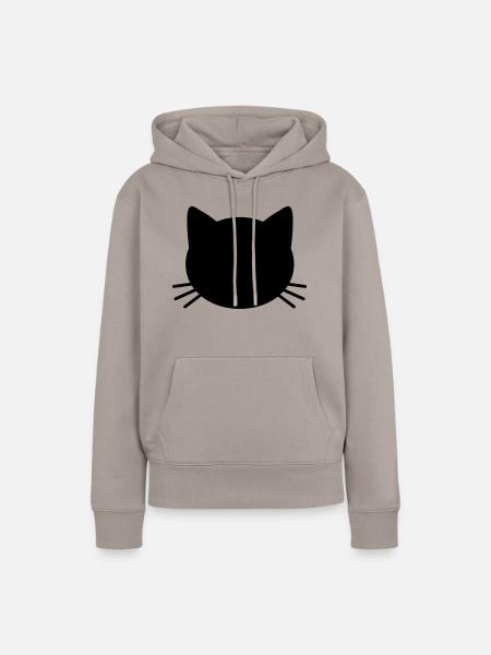 Cute Cat Face - Frauen Premium Bio Hoodie - Taupe