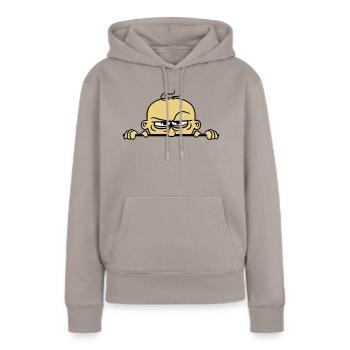 boeses gesicht verstecken mauer schild lustig comi - Frauen Premium Bio Hoodie - Taupe - Vorne - Julia (174cm)