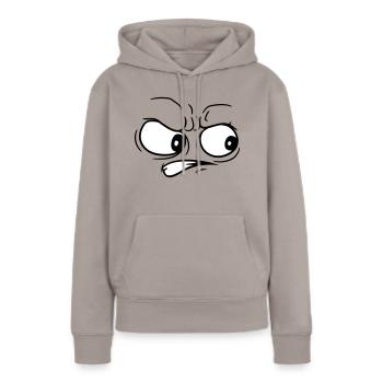 boeses wuetendes gesicht zur seite gucken kopf aug - Frauen Premium Bio Hoodie - Taupe - Vorne - Julia (174cm)