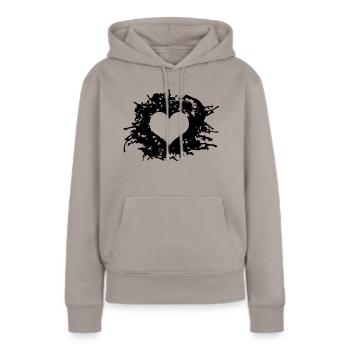 Coeur d'éclaboussure - Sweat à capuche Premium bio Femme - taupe - Devant - Julia (174cm)