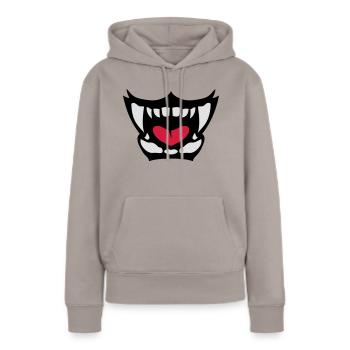 gueule feroce langue ouverte dent 902 - Sweat à capuche Premium bio Femme - taupe - Devant - Julia (174cm)