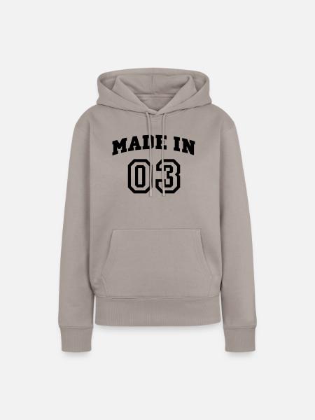 mp_madein03a - Frauen Premium Bio Hoodie - Taupe
