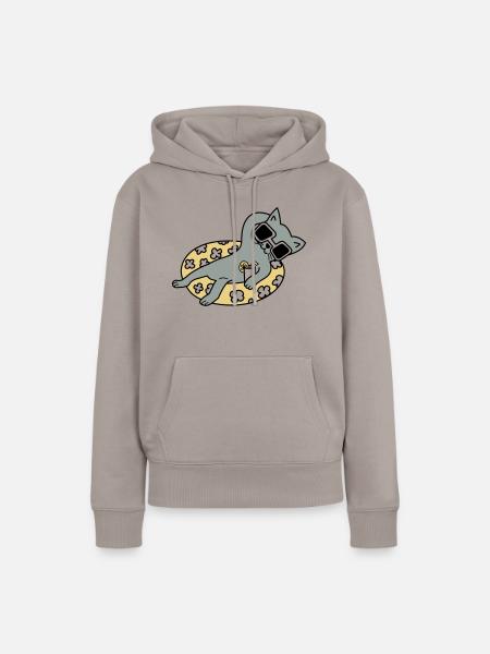 Chill out Cat - Frauen Premium Bio Hoodie - Taupe