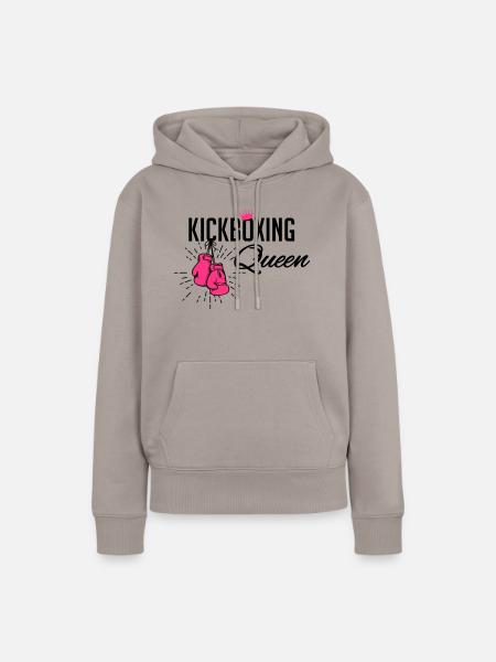 kickboxing queen - Frauen Premium Bio Hoodie - Taupe