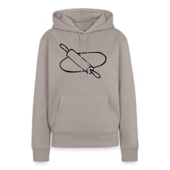 Teig ausrollen2 - Frauen Premium Bio Hoodie - Taupe - Vorne - Julia (174cm)