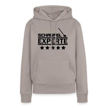 schaufel experte - Frauen Premium Bio Hoodie - Taupe - Vorne - Julia (174cm)