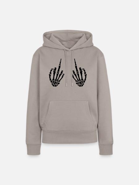 middle fingers design - Frauen Premium Bio Hoodie - Taupe