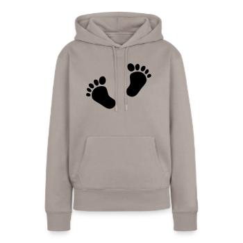 Deux pieds de bébé 2 pieds de bébé empreintes enfant mignon - Sweat à capuche Premium bio Femme - taupe - Devant - Julia (174cm)