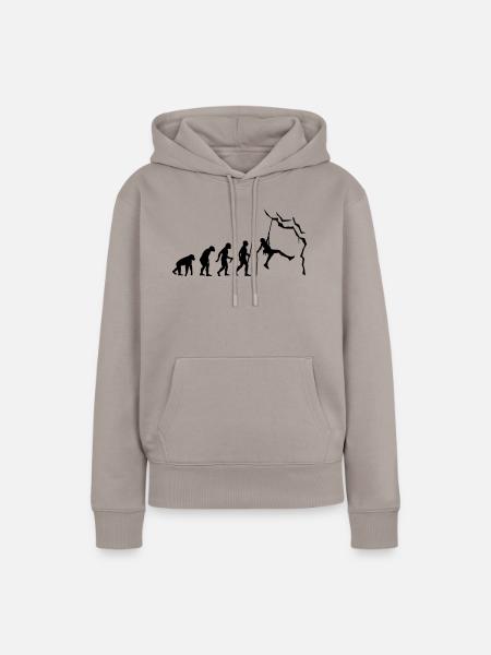 Climbing evolution - Frauen Premium Bio Hoodie - Taupe