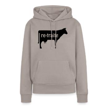 re-traite - Sweat à capuche Premium bio Femme - taupe - Devant - Julia (174cm)