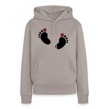 Baby - Füße - Babyfüße - Frauen Premium Bio Hoodie - Taupe - Vorne - Julia (174cm)