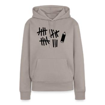 Striche - Stift - Frauen Premium Bio Hoodie - Taupe - Vorne - Julia (174cm)