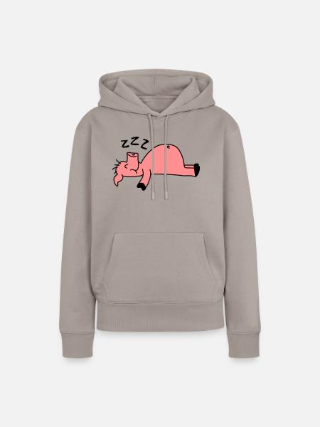 Sleeping Pig - Frauen Premium Bio Hoodie - Taupe