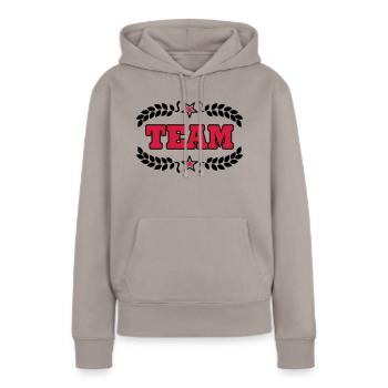 Team - Sweat à capuche Premium bio Femme - taupe - Devant - Julia (174cm)