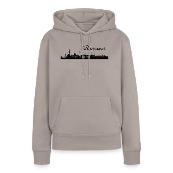 Hannoveraner Skyline - Frauen Premium Bio Hoodie - Taupe - Vorne - Julia (174cm)