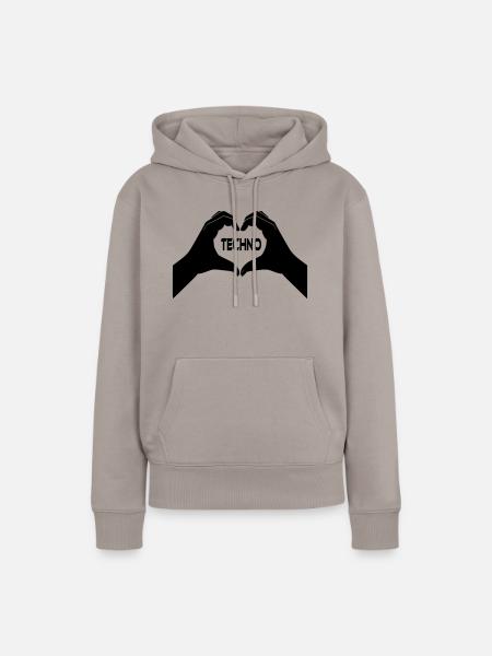 I Love Techno - Frauen Premium Bio Hoodie - Taupe