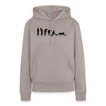 Évolution ivre - Sweat à capuche Premium bio Femme - taupe - Devant - Julia (174cm)