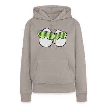 Funky Eggs - Sweat à capuche Premium bio Femme - taupe - Devant - Julia (174cm)