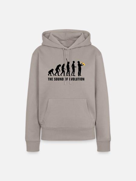 evolution_saxophon_b_2c - Frauen Premium Bio Hoodie - Taupe
