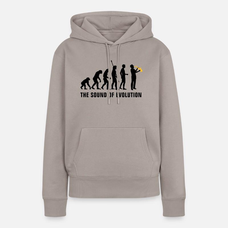 evolution_saxophon_b_2c - Sweat à capuche Premium bio Femme - taupe
