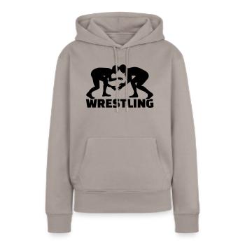 Ringen - Frauen Premium Bio Hoodie - Taupe - Vorne - Julia (174cm)