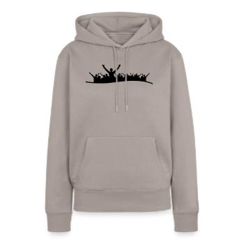 Menschen - Gruppe Fans - Frauen Premium Bio Hoodie - Taupe - Vorne - Julia (174cm)