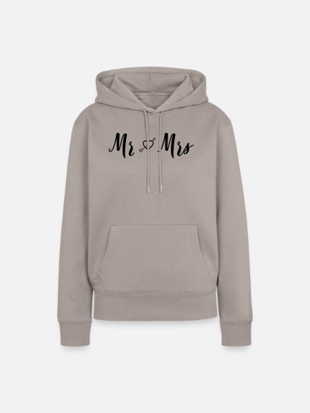 mr_mrs_heart - Frauen Premium Bio Hoodie - Taupe