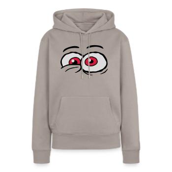 Comic Augen verrücktes Design - Frauen Premium Bio Hoodie - Taupe - Vorne - Julia (174cm)