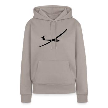 Duo Discus - Frauen Premium Bio Hoodie - Taupe - Vorne - Julia (174cm)