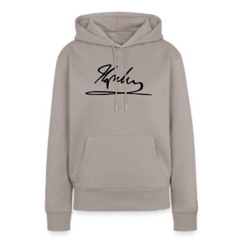 Napoleon - Sweat à capuche Premium bio Femme - taupe - Devant - Julia (174cm)