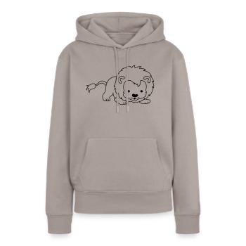 kleiner_loewe_01 - Frauen Premium Bio Hoodie - Taupe - Vorne - Julia (174cm)