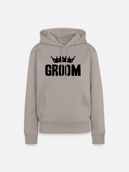 groom with crown - Frauen Premium Bio Hoodie - Taupe