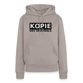 copie des originaux - Sweat à capuche Premium bio Femme - taupe - Devant - Julia (174cm)
