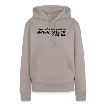 peinlicher Junggesellenabschied - Frauen Premium Bio Hoodie - Taupe - Vorne - Julia (174cm)