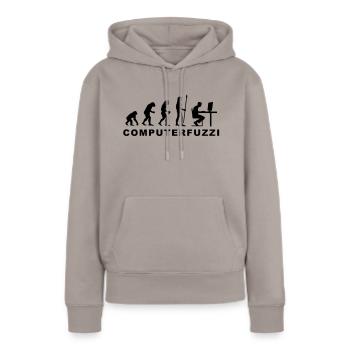 evolution_computerfuzzi - Sweat à capuche Premium bio Femme - taupe - Devant - Julia (174cm)