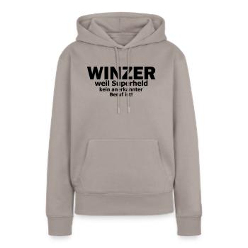 Winzer - Frauen Premium Bio Hoodie - Taupe - Vorne - Julia (174cm)