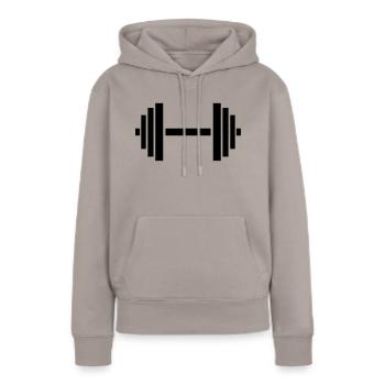 hantel - Frauen Premium Bio Hoodie - Taupe - Vorne - Julia (174cm)