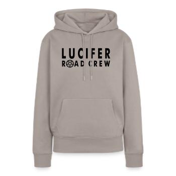 Lucifer Road Crew logo / Pentagram - Sweat à capuche Premium bio Femme - taupe - Devant - Julia (174cm)
