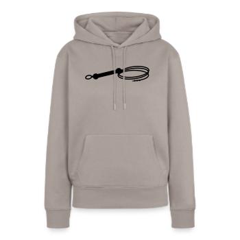 Fouet + votre texte - Sweat à capuche Premium bio Femme - taupe - Devant - Julia (174cm)