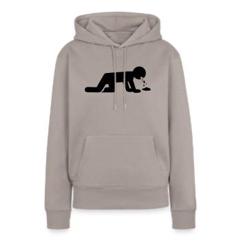 Alcool - Sweat à capuche Premium bio Femme - taupe - Devant - Julia (174cm)